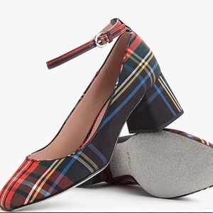 JCrew tartan plaid ankle strap shoes
